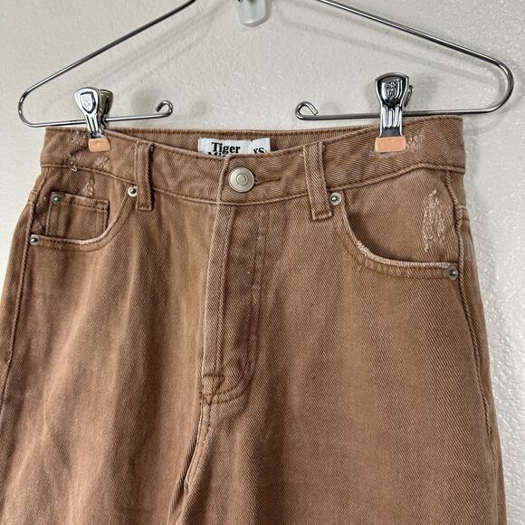 Tiger Mist Jeans Womens XS Brown Orange Wide Leg Raw Hem High Rise Boho - Picture 5 of 10